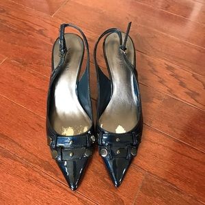 Blue patent leather size 7 heels